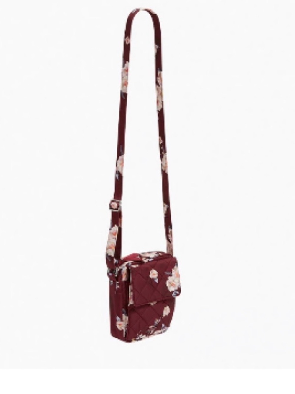 Vera Bradley Quilted Crossbody Bag Burgundy Performance Twill Blooms & Branches